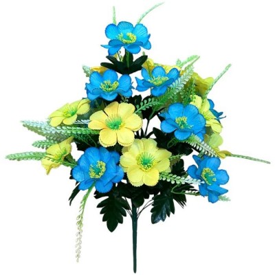 Искусственные цветы букет желто-голубой,  56см