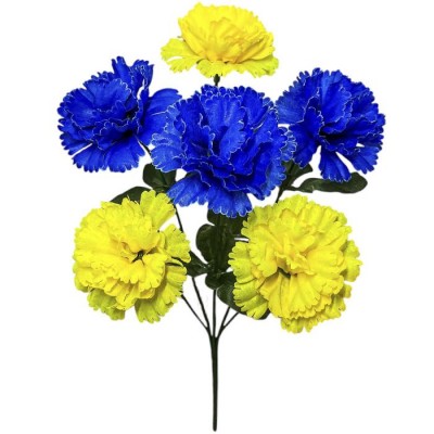 Искусственные цветы букет гвоздик Патриот серия Украина, 36см Искусственные цветы букет гвоздик Патриот серия Украина, 36см