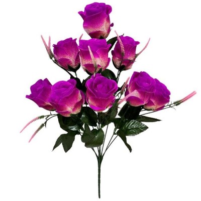 Искусственные цветы букет розы крупные с прожилками в бутоне, 70см