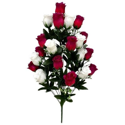 Искусственные цветы букет бутоны роз Белый принц, 73см