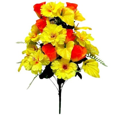 Искусственные цветы букет калл с гибискусом и бутонами, 62см