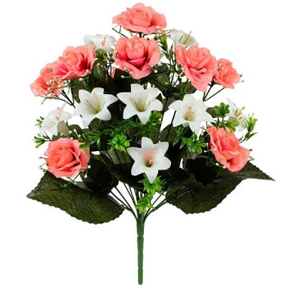 Искусственные цветы букет роз и лилий Прима, 46см