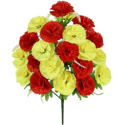 Искусственные цветы букет большой двухцветных гвоздик, 65см  (в уп 6 шт, г-24, р-1)