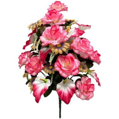 Искусственные цветы букет роз с каллами и ромашками, 68 см