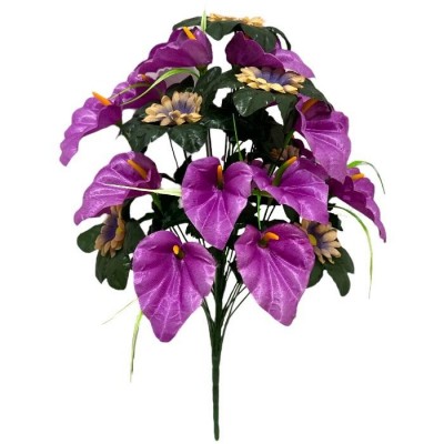 Искусственные цветы букет калл с ромашками, 60см