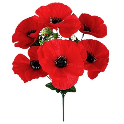 Искусственные цветы букет красные маки, 35см Искусственные цветы букет красные маки, 35см