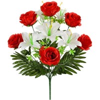 Искусственные цветы букет лилий и роз, 57см