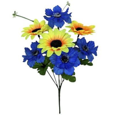 Искусственные цветы букет васильки и подсолнухи серия Украина, 34см Искусственные цветы букет васильки и подсолнухи серия Украина, 34см
