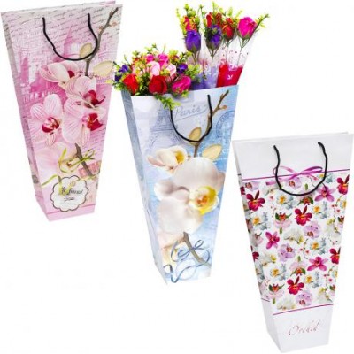 Пакет кольоровий для букетів Орхідея 53х27х12 см 8001