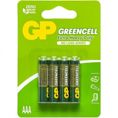 Батарейка GP Greencell 24G-UE4 солевая бл/4 R3P, AAA GP-000478
