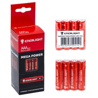 Батарейка ENERLIGHT Mega Power Alkaline LR- 03 SP-4 AAА 40 штук