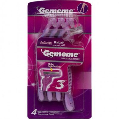 Набор бритв женских "Gememe" 4 шт., 3 лезвия, блистер G-63L 17,5*9,5*4,5см