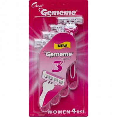 Набор женских бритв "Gememe" 4 шт., 3 лезвия, блистер G-13L 21*10*2,5см