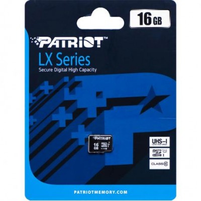 Карта памяти Patriot MicroSDHC 16GB UHS-I (Class 10) LX Series (card only)