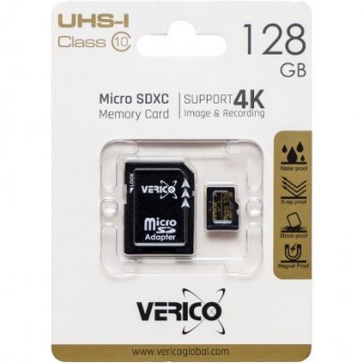 Карта памяти Verico MicroSDXC 128GB Class 10 (UHS-1)+SD adapter 600487