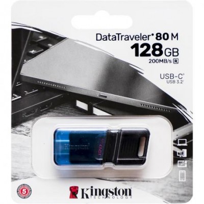 Флешка Kingston USB 128Gb DT 80М USB 3.2 Type-C Black/Blue 330601