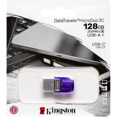 Флешка Kingston USB 128Gb DT microDuo 3C 3.2 (Type-A/Type-C) (200Mb/s) 328165