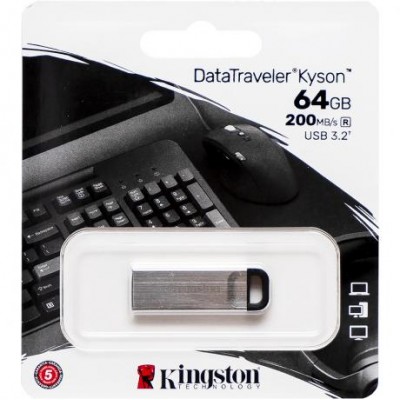Флешка Kingston USB 64Gb DT Kyson Silver/Black USB 3.2 309102