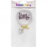 Прикраси для торта Happy Birthday кругла LED 87-8