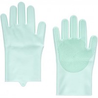 Силіконові рукавички для миття посуду з ворсою 28см FY-0547