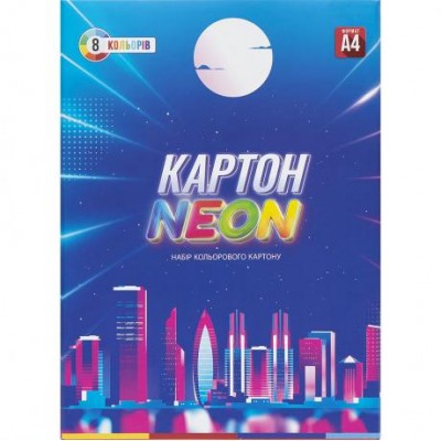 Кольоровий картон А4 НЕОН односторонній 8 аркушів, картонна папка ТМ Family Line ТЕ12946