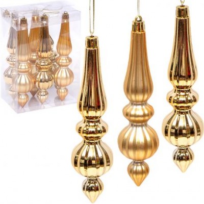 Набір-прикраса Бурульки фігурні Золото 17*4см 6шт 6279-4