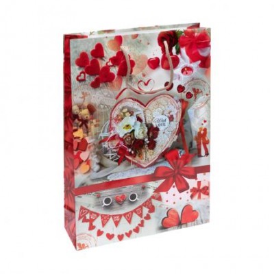Пакет кольоровий великий With Love вертикальний 25х39х8 см 5054