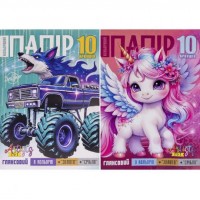 Кольоровий папір А4 глянсовий, односторонній, скоба 10 аркушів Мандарин 235516