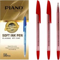 Ручка масляна   PIANO прозорий корпус PT-1147-A червона