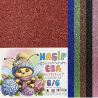 Фоаміран МІКС КОЛЬОРІВ 6 листів з глітером  А4, 21х29,7см, 2 мм 235820