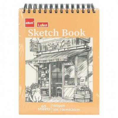 Альбом для ескізів А5 60аркушів, 160 г/м² Sketch Book CLBZ-006-16K верхня спіраль
