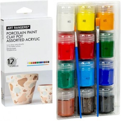 Фарби 15мл для порцеляни,текстилю Art Ranger 12 кольорів Acrylic з пензлями WX02.A12015-3