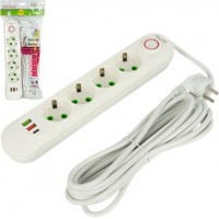 Подовжувач електричний на 4шт/5м +2USB +1Type-C з вимикачем 498