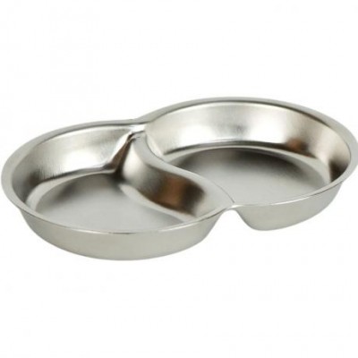 Тарілка для приправ металева подвійна 13,*8,5см 632-2