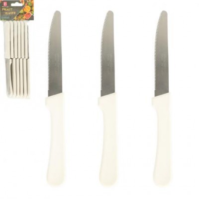 Набір кухонних ножів 12шт з хвилястою заточкою 18,5см білий ZP7-12 Набір кухонних ножів 12шт з хвилястою заточкою 18,5см білий ZP7-12