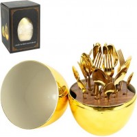 Набір столових приборів 24 шт в підставці Gold egg 913G