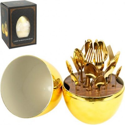 Набір столових приборів 24 шт в підставці Gold egg 913G