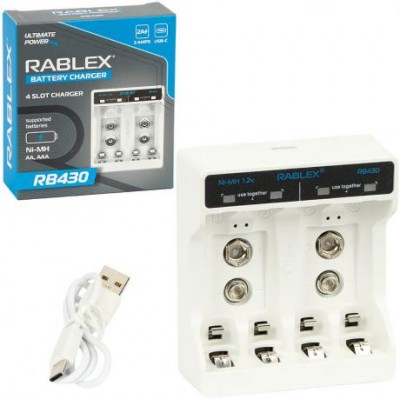 Зарядний пристрій RABLEXдля Ni-MH/ AA/AAA/9V акумуляторів RB430