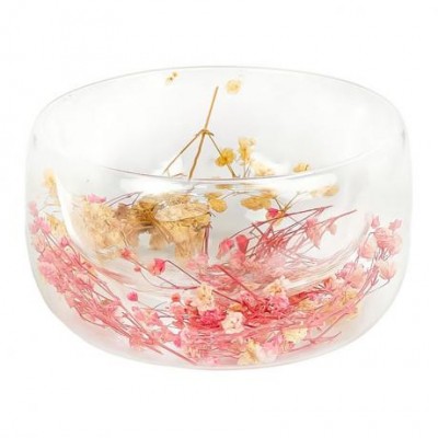 Піала з подвійним дном 450мл скло з квітами 951-1