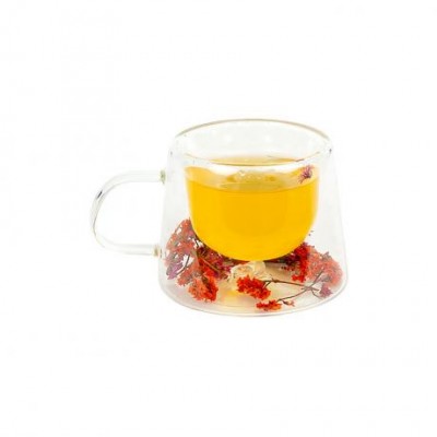 Чашка з подвійним дном 200мл скло з квітами 200ML-С Чашка з подвійним дном 200мл скло з квітами 200ML-С