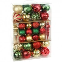 Набір ялинкових прикрас 74шт Червоно-зелений з золотими акцентами 6279-1D Набір ялинкових прикрас 74шт Червоно-зелений з золотими акцентами 6279-1D