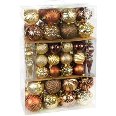 Набір ялинкових прикрас 74шт Мокко з золотими акцентами 6279-1F