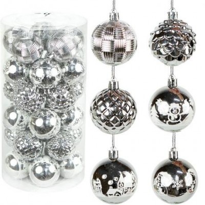 Набір кульок 30 штук D6см Срібло NHX2025-4 тубус