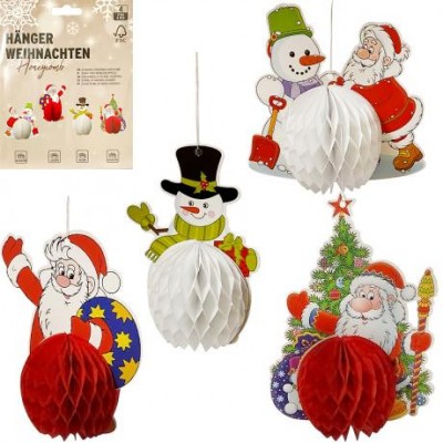 Набір підвісних паперових новорічних прикрас 4шт CG-4