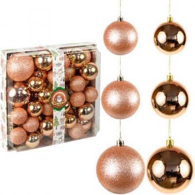 Набір новорічних куль 42шт Рожеве золото D4/5/6/7см YH-9574