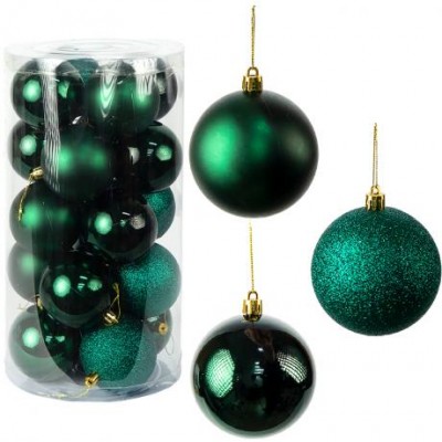 Набір новорічних куль 20шт D6см Ізумруд в тубусі YH-9262
