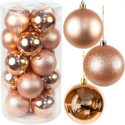Набір новорічних куль 20шт D9см Рожеве золото YH-9554 тубус