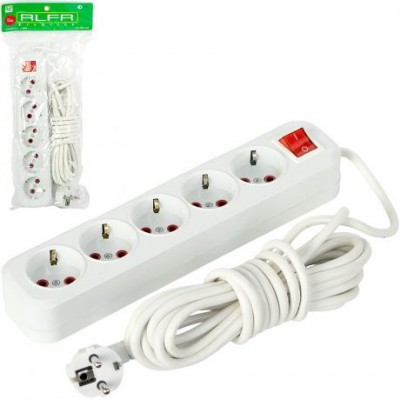 Електроподовжувач з вимикачем на 5шт/5м ALF505-5M
