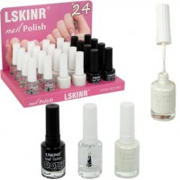 Лак для нігтів 15мл Чорний,білий+топ 24шт 7067-1
