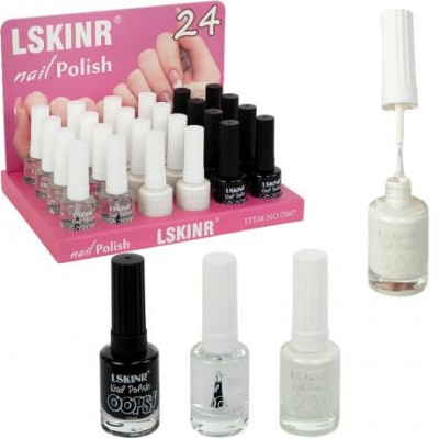 Лак для нігтів 15мл Чорний,білий+топ 24шт 7067-1